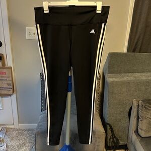 Adidas Women's Black Leggings with White Stripes